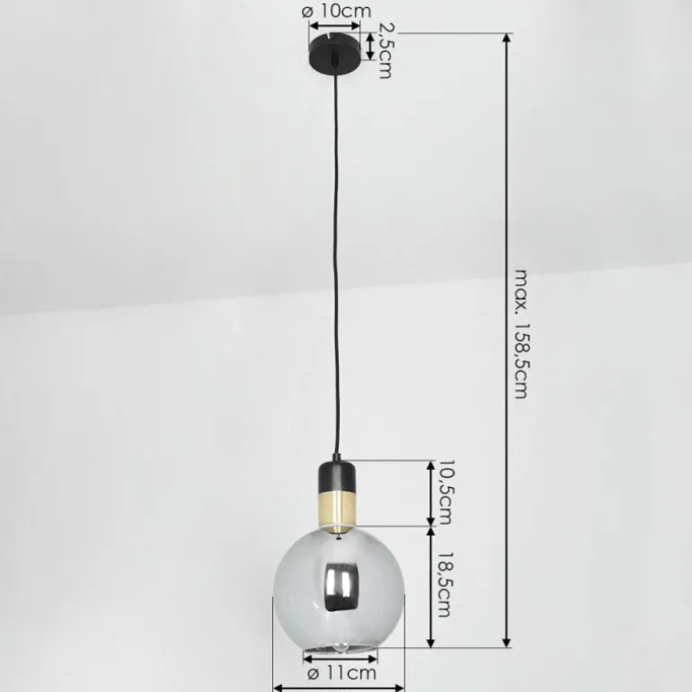 Suspension Tuvalu Noir, 1 lumière