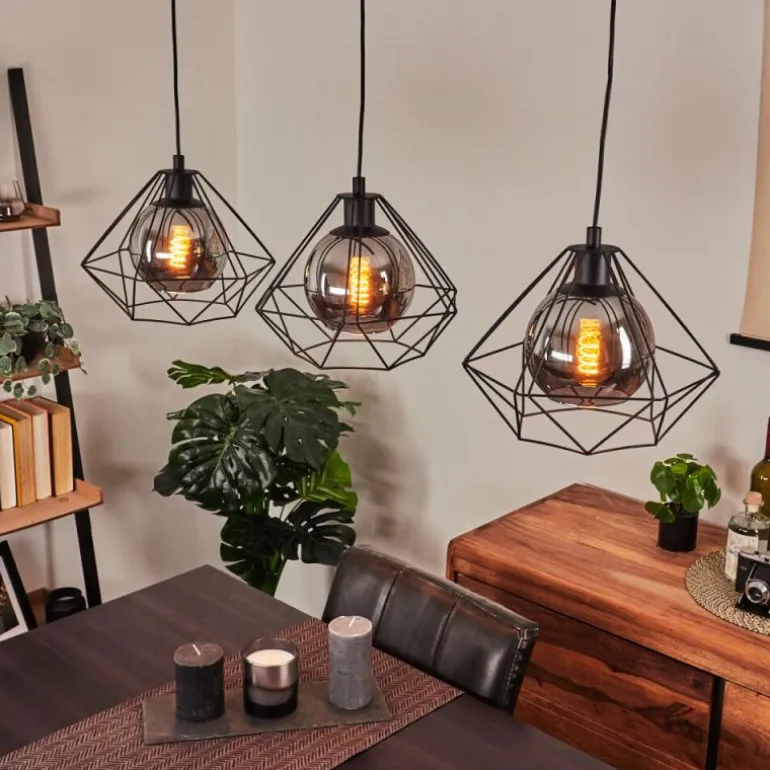 Suspension Uarau Noir, 3 lumières