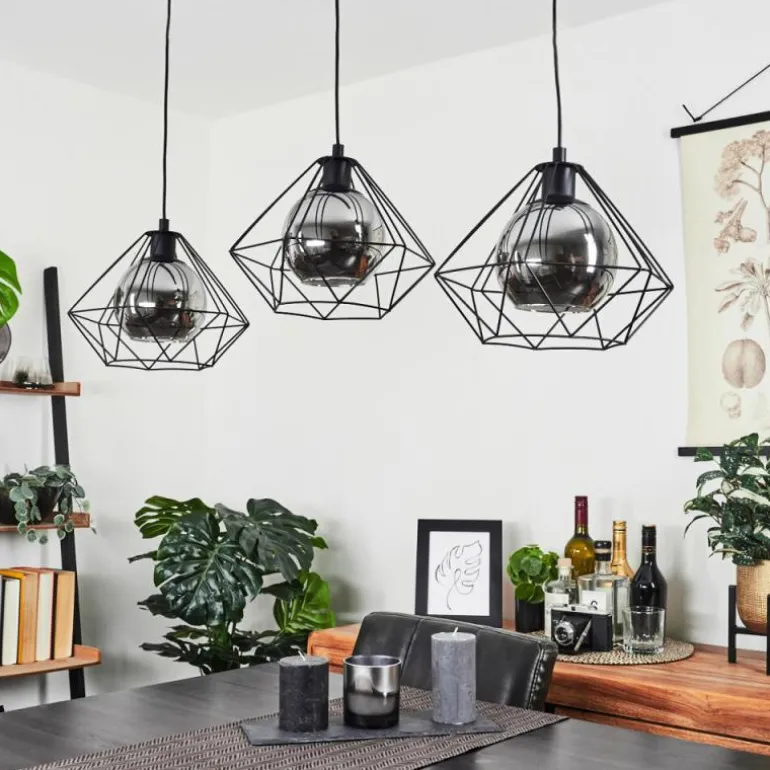 Suspension Uarau Noir, 3 lumières