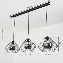 Suspension Uarau Noir, 3 lumières