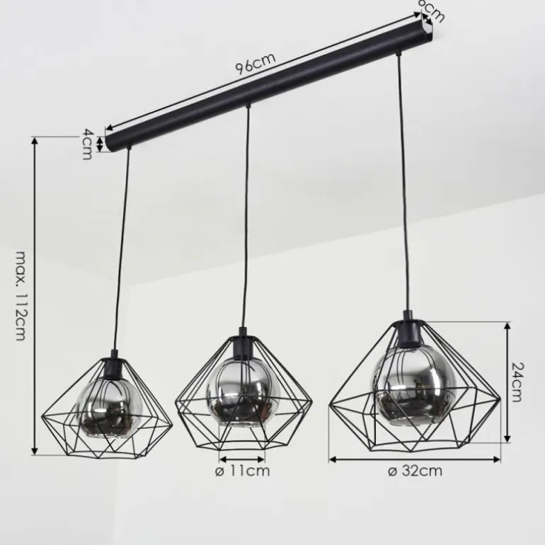 Suspension Uarau Noir, 3 lumières