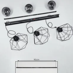 Suspension Uarau Noir, 3 lumières