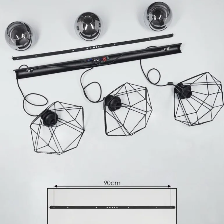 Suspension Uarau Noir, 3 lumières