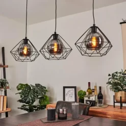 Suspension Uarau Noir, 3 lumières