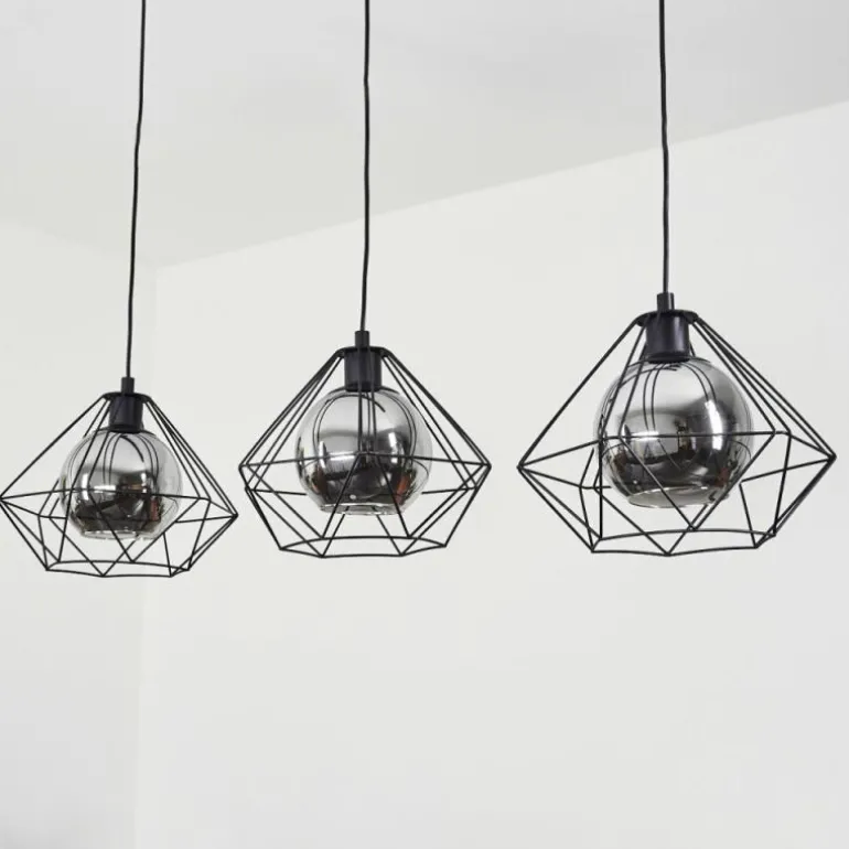 Suspension Uarau Noir, 3 lumières