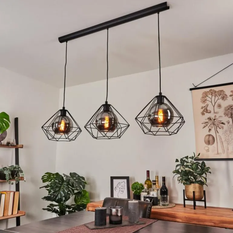 Suspension Uarau Noir, 3 lumières