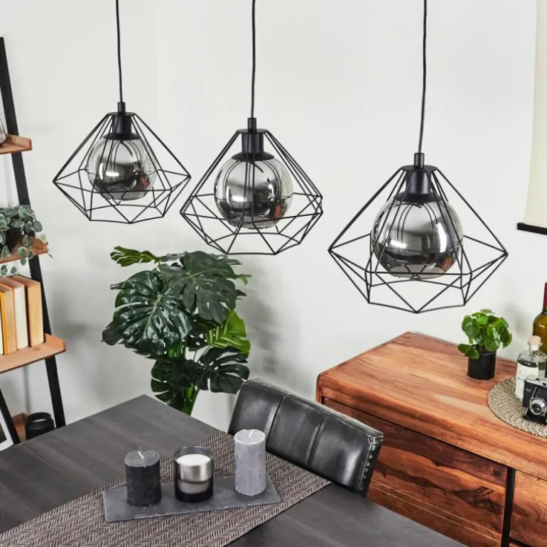 Suspension Uarau Noir, 3 lumières