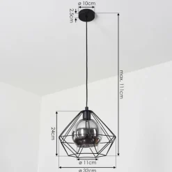 Suspension Uarau Noir, 1 lumière