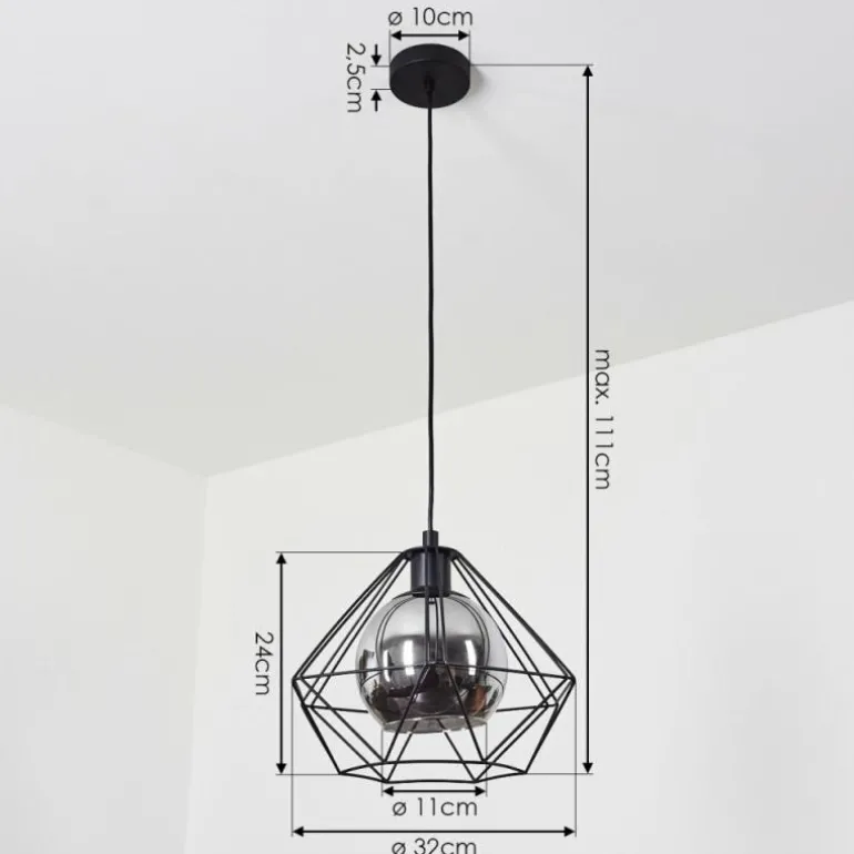 Suspension Uarau Noir, 1 lumière