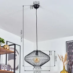 Suspension Unafo Noir, 1 lumière