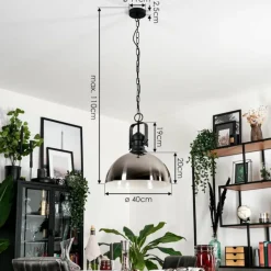 Suspension Vassen Noir, 1 lumière