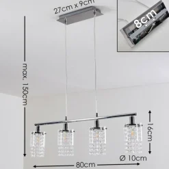 Suspension Vastervik Chrome, 4 lumières