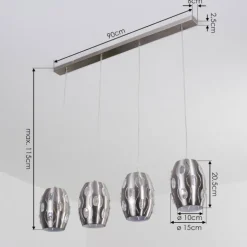 Suspension Ventimiglia Nickel mat, 4 lumières