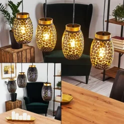 Suspension Ventimiglia Noir doré, 4 lumières