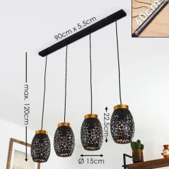 Suspension Ventimiglia Noir doré, 4 lumières