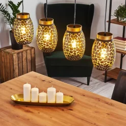 Suspension Ventimiglia Noir doré, 4 lumières