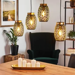 Suspension Ventimiglia Noir doré, 4 lumières