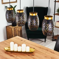 Suspension Ventimiglia Noir doré, 4 lumières