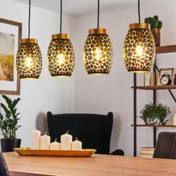 Suspension Ventimiglia Noir doré, 4 lumières