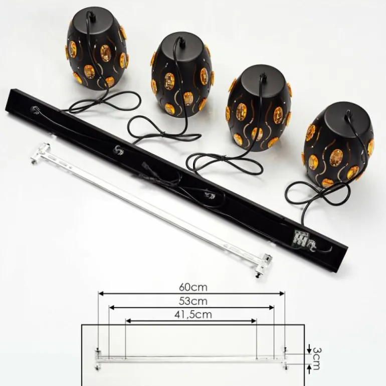 Suspension Ventmiglia Noir, 4 lumières