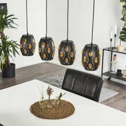 Suspension Ventmiglia Noir, 4 lumières