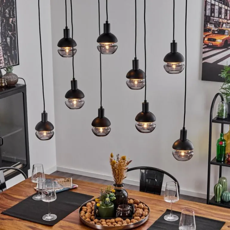 Suspension Ventosa Noir, 9 lumières