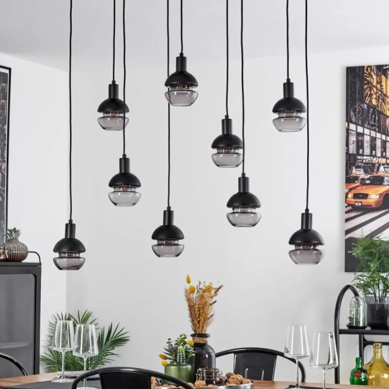 Suspension Ventosa Noir, 9 lumières