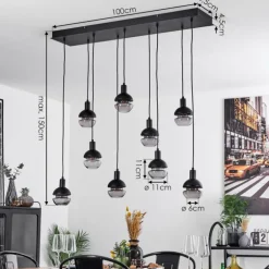 Suspension Ventosa Noir, 9 lumières