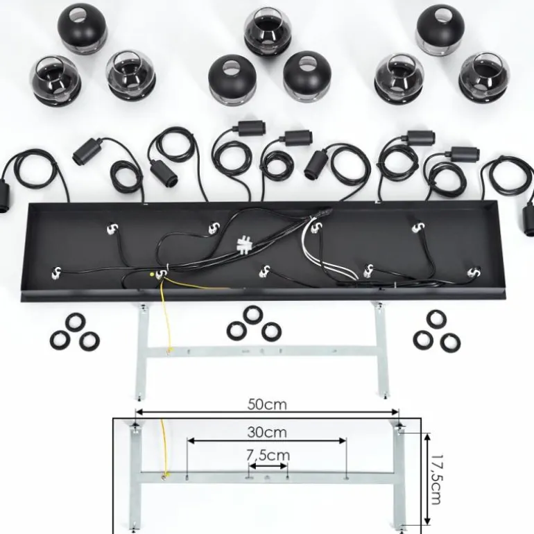 Suspension Ventosa Noir, 9 lumières