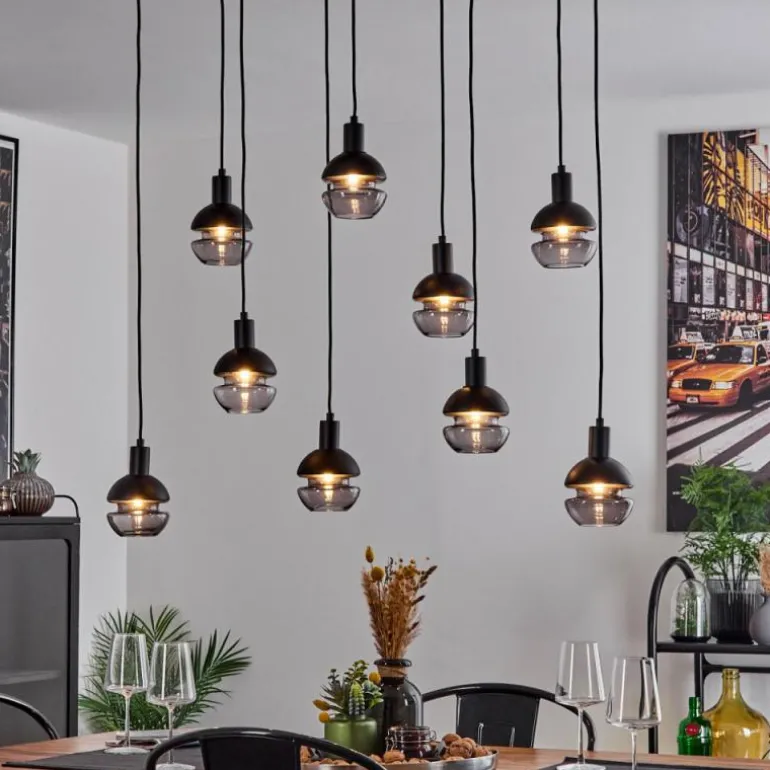 Suspension Ventosa Noir, 9 lumières