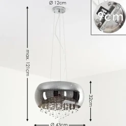 Suspension Ventspils Chrome, 1 lumière