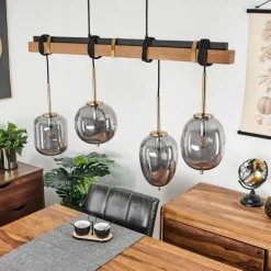 Suspension Verbania Brun, Laiton, 4 lumières