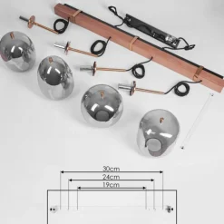 Suspension Verbania Brun, Laiton, 4 lumières