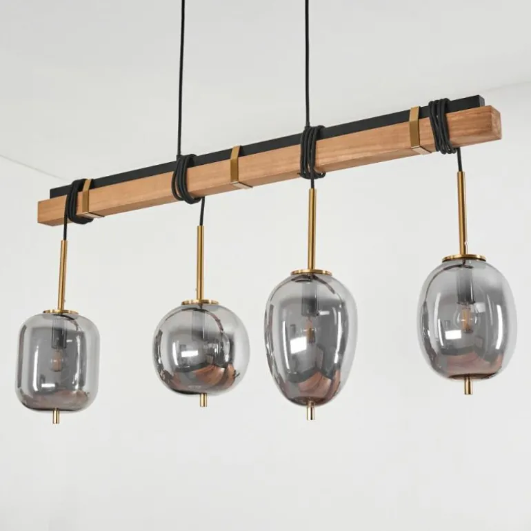 Suspension Verbania Brun, Laiton, 4 lumières