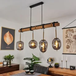 Suspension Verbania Brun, Laiton, 4 lumières