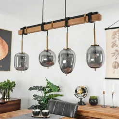 Suspension Verbania Brun, Laiton, 4 lumières