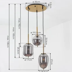 Suspension Verbania Laiton, 3 lumières