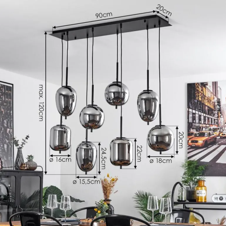 Suspension Verbania Noir, 8 lumières