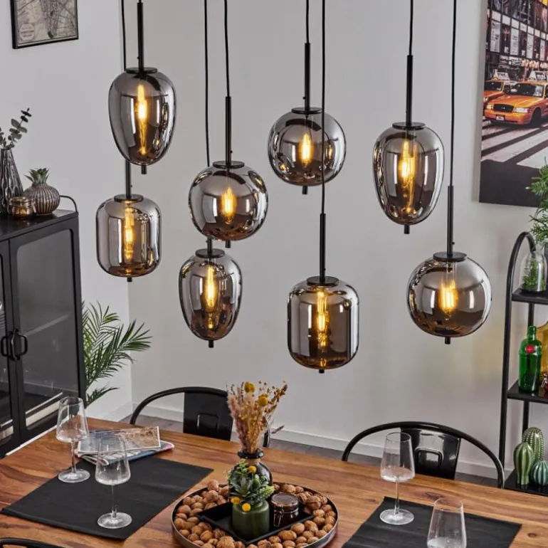 Suspension Verbania Noir, 8 lumières