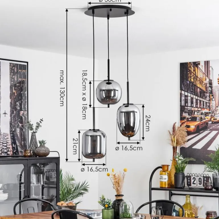 Suspension Verbania Noir, 3 lumières