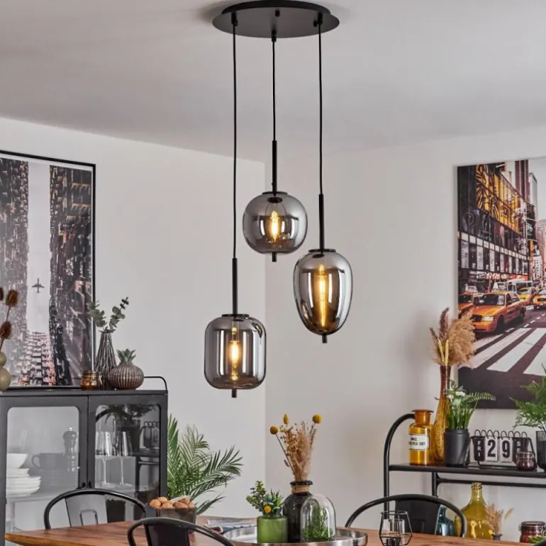 Suspension Verbania Noir, 3 lumières