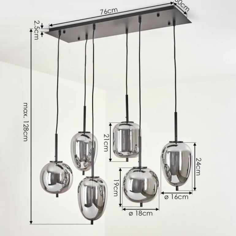 Suspension Verbania Noir, 6 lumières