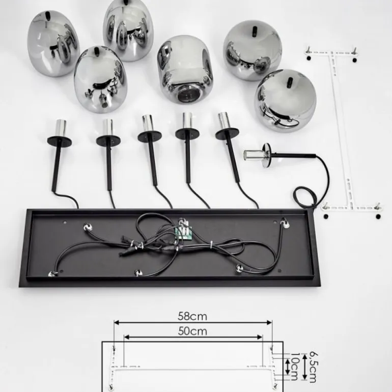 Suspension Verbania Noir, 6 lumières