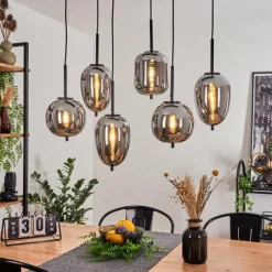 Suspension Verbania Noir, 6 lumières