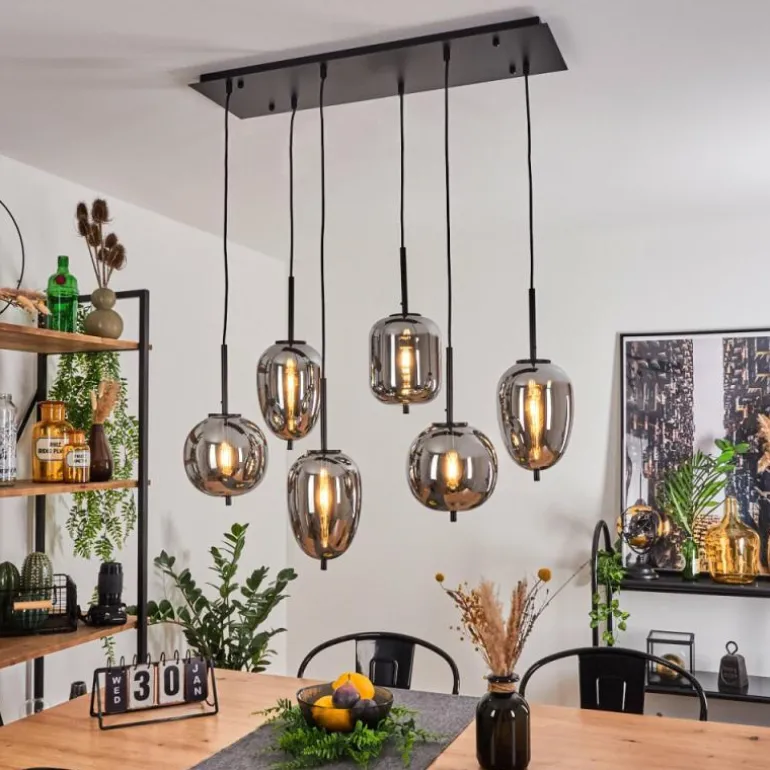 Suspension Verbania Noir, 6 lumières