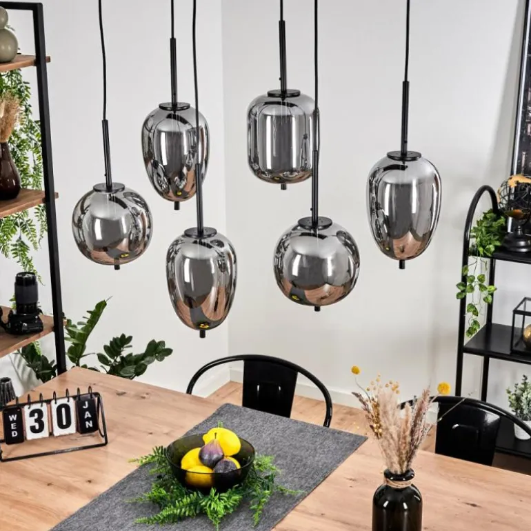 Suspension Verbania Noir, 6 lumières