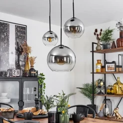 Suspension Verre 15 cm, 20 cm, 25 cm Koyoto Clair, Fumé, 3 lumières