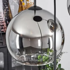 Suspension Verre 20 cm, 25 cm, 30cm Koyoto Chrome, Clair, Fumé, 3 lumières