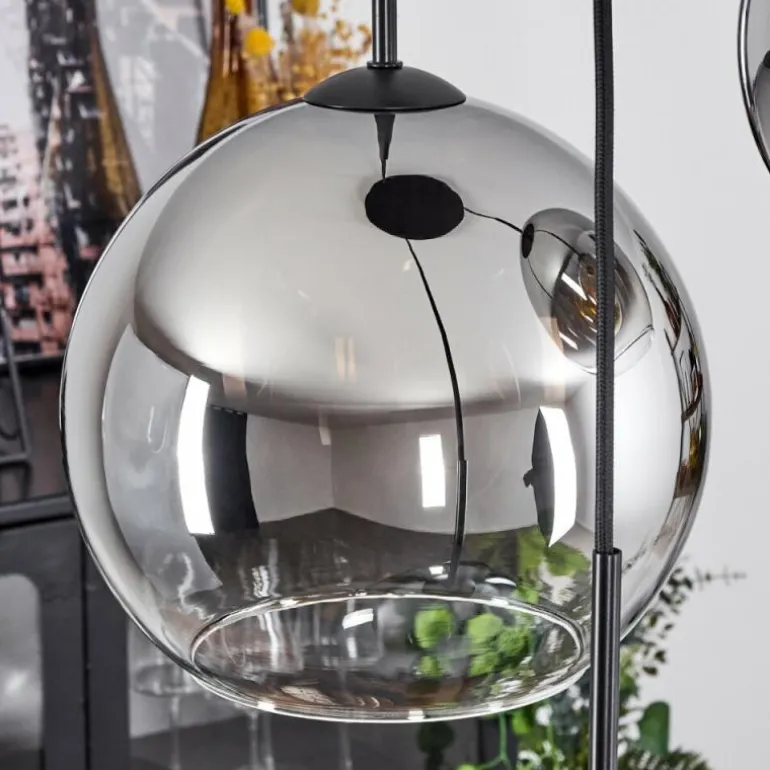 Suspension Verre 20 cm, 25 cm, 30cm Koyoto Chrome, Clair, Fumé, 3 lumières
