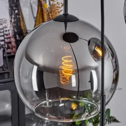 Suspension Verre 20 cm, 25 cm, 30cm Koyoto Chrome, Clair, Fumé, 3 lumières